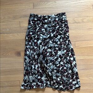 Veronica Beard Black and White Ruched Wrap Midi Skirt